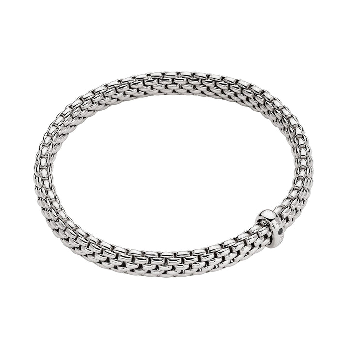 FOPE Flex'it Vendôme 18ct White Gold 0.01ct Black Diamond Set Bracelet Large - Michael Jones Jeweller