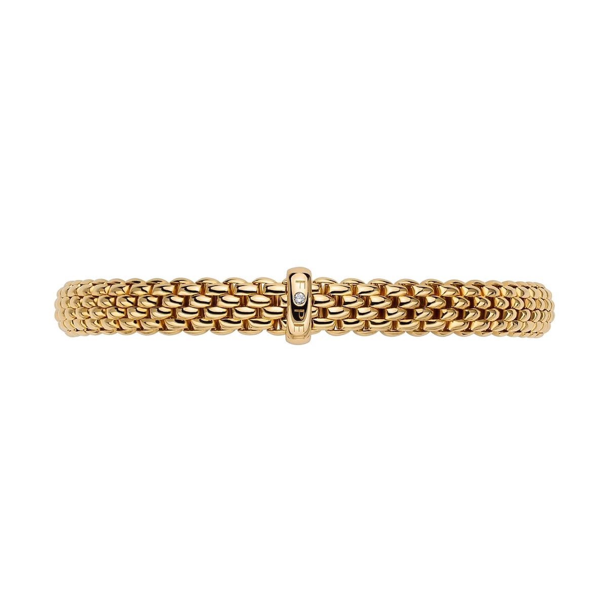 FOPE Flex'it Vendôme 18ct Yellow Gold 0.01ct Diamond Set Bracelet Small - Michael Jones Jeweller