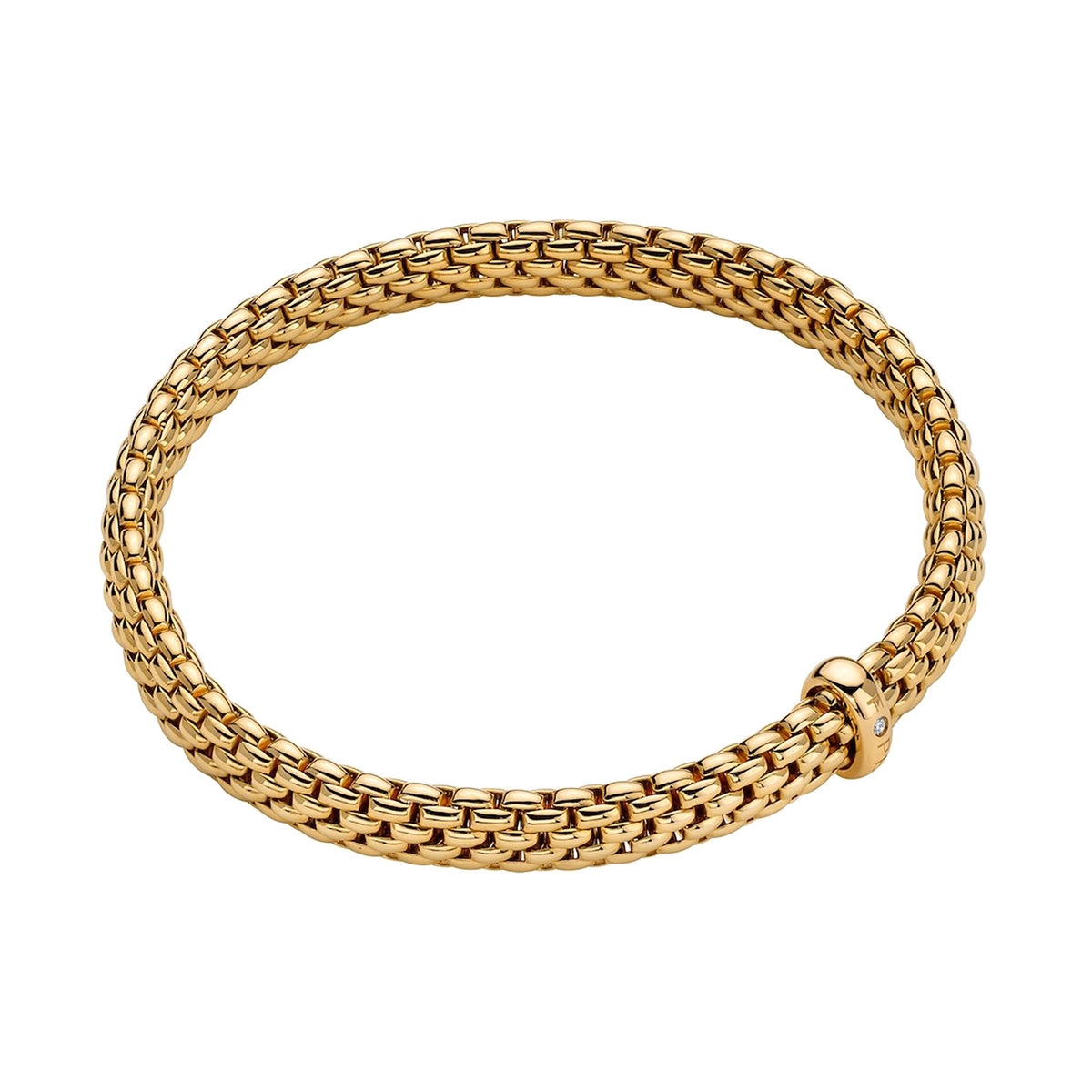 FOPE Flex'it Vendôme 18ct Yellow Gold 0.01ct Diamond Set Bracelet Small - Michael Jones Jeweller