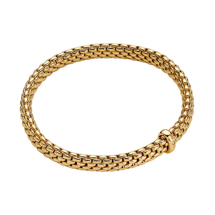 FOPE Flex'it Vendôme 18ct Yellow Gold 0.01ct Diamond Set Bracelet Small