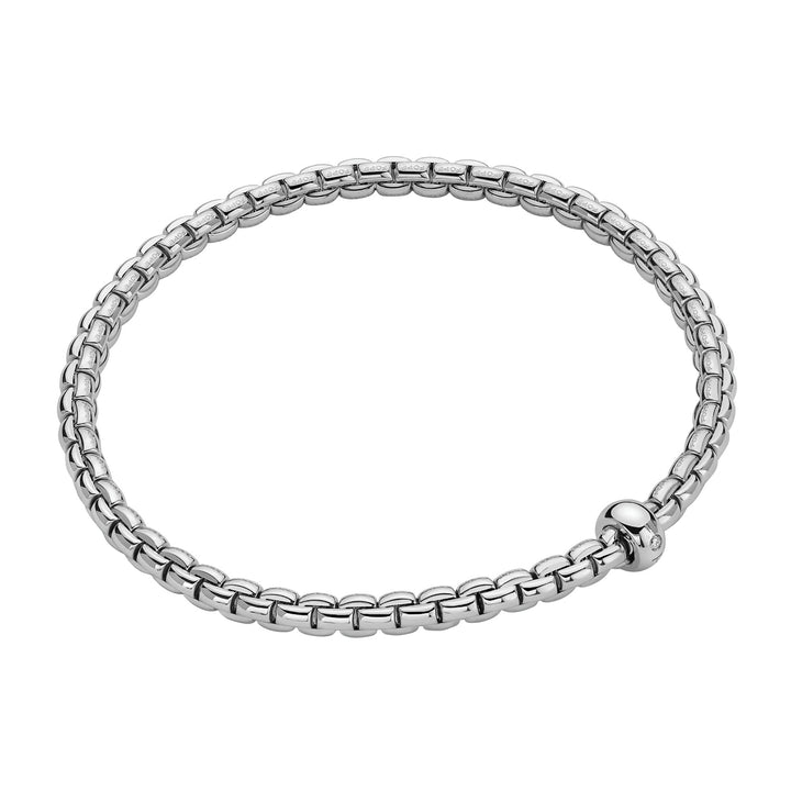 FOPE Flex'it Eka 18ct White Gold 0.01ct Diamond Set Bracelet Large