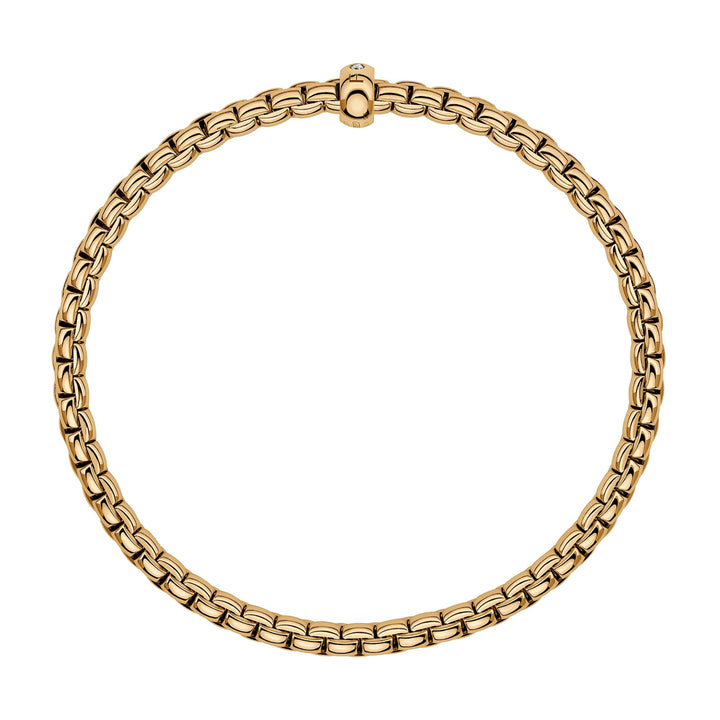 FOPE Flex'it Eka 18ct Yellow Gold 0.01ct Diamond Set Bracelet Medium