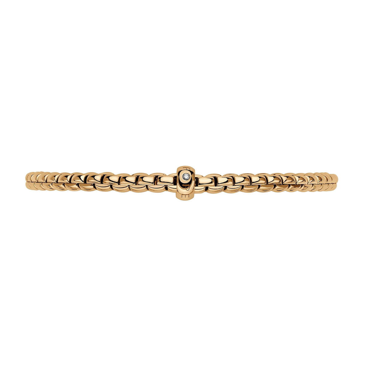 FOPE Flex'it Eka 18ct Yellow Gold 0.01ct Diamond Set Bracelet Medium - Michael Jones Jeweller