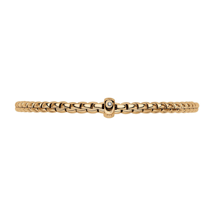 FOPE Flex'it Eka 18ct Yellow Gold 0.01ct Diamond Set Bracelet Medium