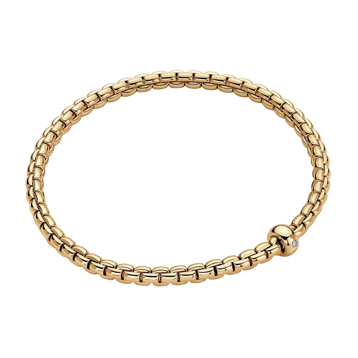 FOPE Flex'it Eka 18ct Yellow Gold 0.01ct Diamond Set Bracelet Medium - Michael Jones Jeweller