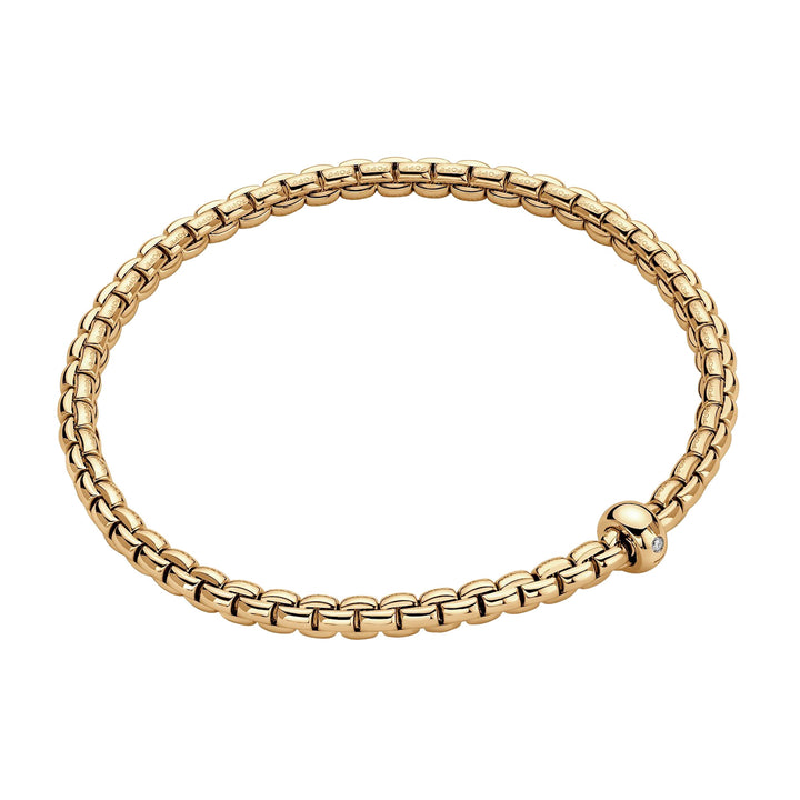 FOPE Flex'it Eka 18ct Yellow Gold 0.01ct Diamond Set Bracelet Medium - Michael Jones Jeweller