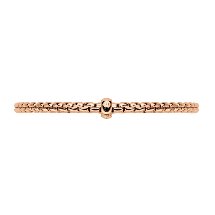 FOPE Flex'it Eka 18ct Rose Gold 0.01ct Black Diamond Set Bracelet Large