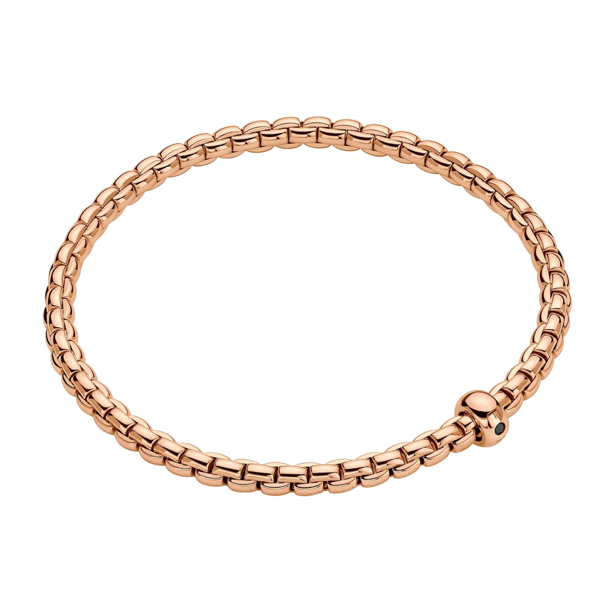 FOPE Flex'it Eka 18ct Rose Gold 0.01ct Black Diamond Set Bracelet Large - Michael Jones Jeweller