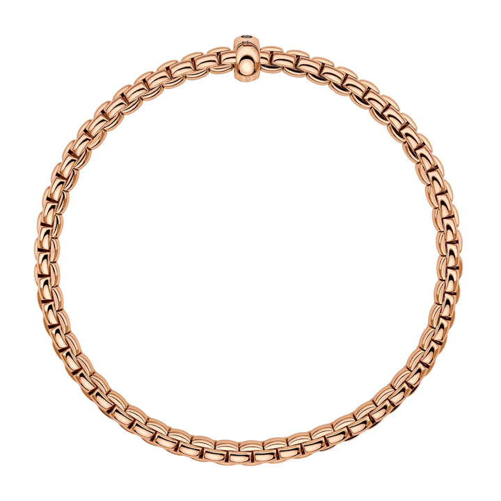 FOPE Flex'it Eka 18ct Rose Gold 0.01ct Black Diamond Set Bracelet Medium