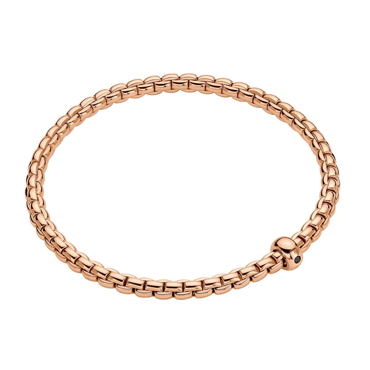 FOPE Flex'it Eka 18ct Rose Gold 0.01ct Black Diamond Set Bracelet Medium