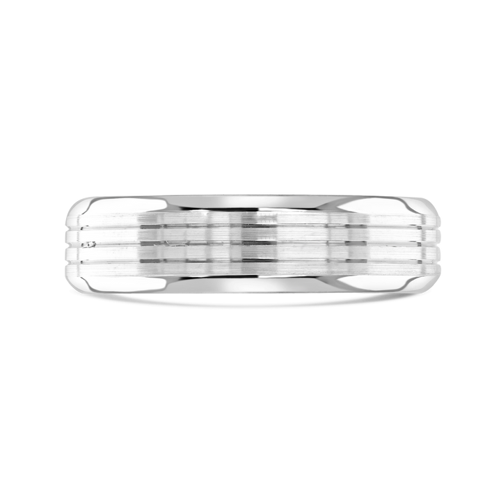 6mm Rocket 9ct White Gold Patterned Wedding Ring by Brown & Newirth - Michael Jones Jeweller