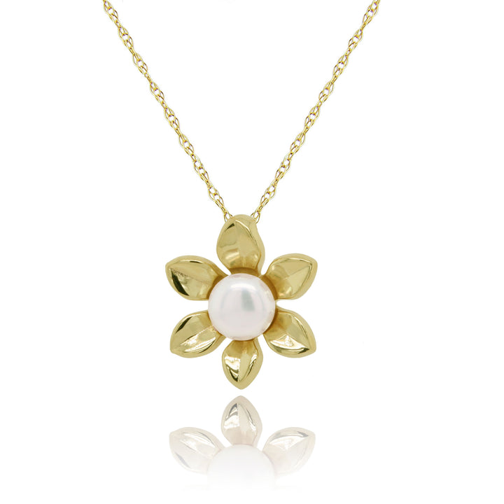 Pearl Set 9ct Yellow Gold Flower Necklace - Michael Jones Jeweller
