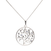 Sapphire and Diamond 9ct White Gold Tree of Life Pendant - Michael Jones Jeweller
