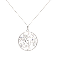 Sapphire and Diamond 9ct White Gold Tree of Life Pendant - Michael Jones Jeweller