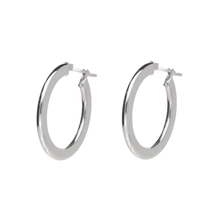 Flat 18ct White Gold Hoop Earrings - Michael Jones Jeweller