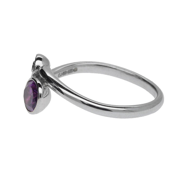 Amethyst and Diamond 9ct White Gold Crossover Ring - Michael Jones Jeweller