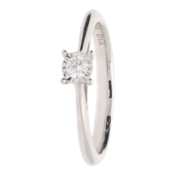 Illusion Set 0.08ct 9ct White Gold Diamond Ring - Michael Jones Jeweller