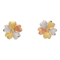 Brushed Petal Three Colour Flower Stud Earrings - Michael Jones Jeweller