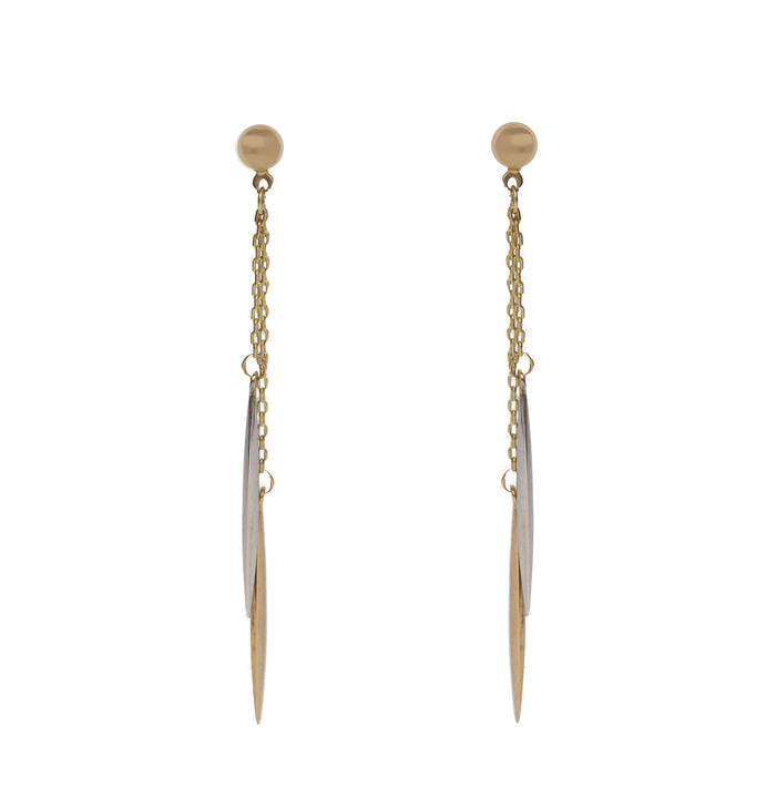 Double Chain 9ct Yellow and White Gold Drop Earrings - Michael Jones Jeweller