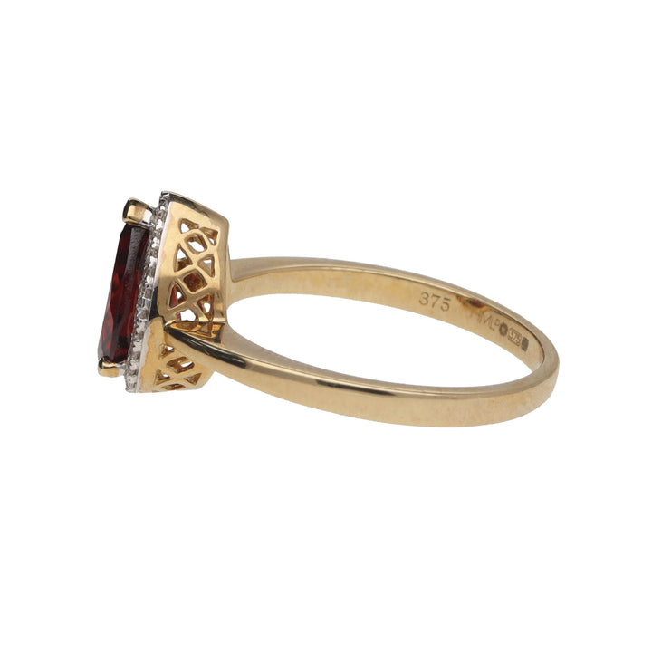 Garnet and Diamond 9ct Yellow Gold Ring - Michael Jones Jeweller