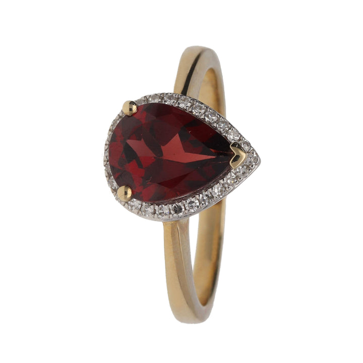 Garnet and Diamond 9ct Yellow Gold Ring - Michael Jones Jeweller