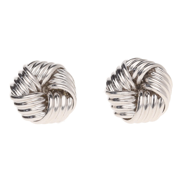 Ribbed 9ct White Gold Knot Stud Earrings