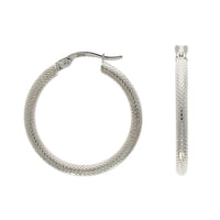 Textured 9ct White Gold Hoop Earrings - Michael Jones Jeweller
