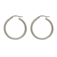 Textured 9ct White Gold Hoop Earrings - Michael Jones Jeweller