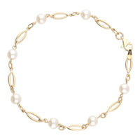 Freshwater Pearl 9ct Yellow Gold Marquise Shaped Bracelet