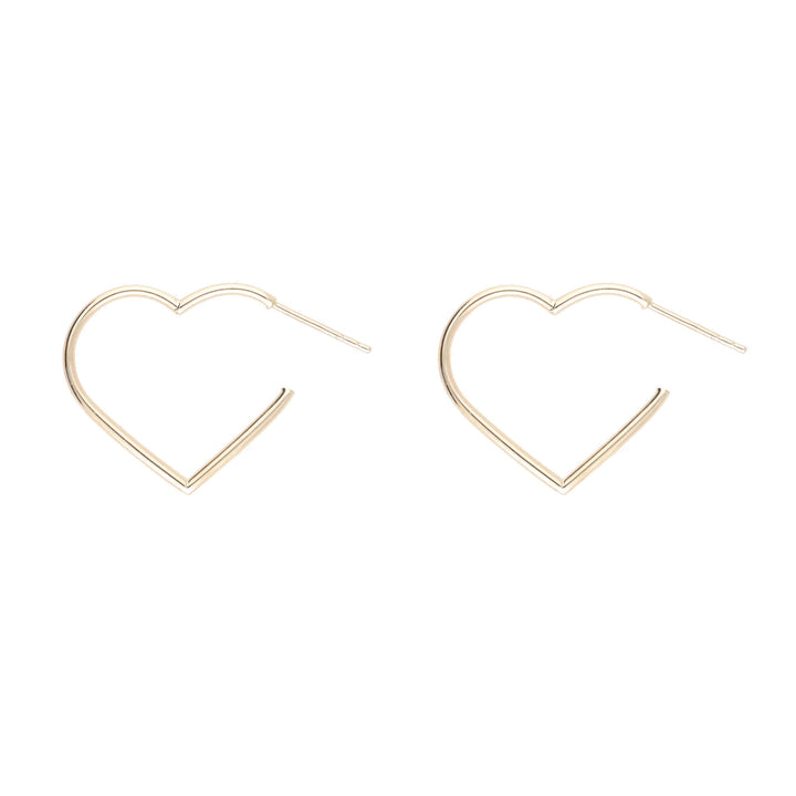 Open Heart Shaped 9ct Yellow Gold Hoop Earrings - Michael Jones Jeweller