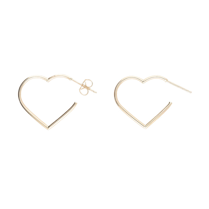 Open Heart Shaped 9ct Yellow Gold Hoop Earrings - Michael Jones Jeweller