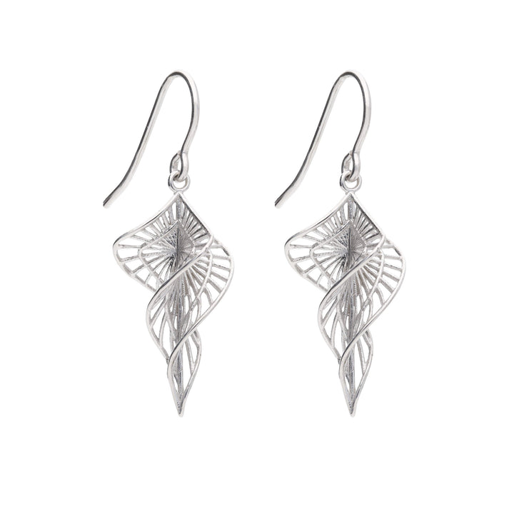 Spiral 9ct White Gold Drop Earrings - Michael Jones Jeweller