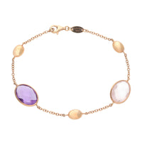 Amethyst and Rose Quartz 9ct Rose Gold Bracelet - Michael Jones Jeweller