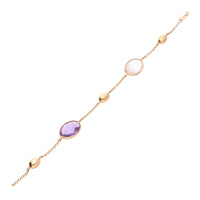 Amethyst and Rose Quartz 9ct Rose Gold Bracelet - Michael Jones Jeweller