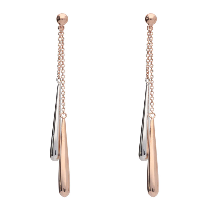 Polished Two Colour Drop Earrings - Michael Jones Jeweller