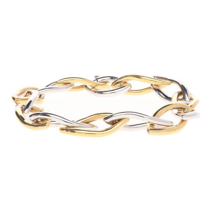 Twisted Marquise Link 18ct Yellow and White Gold Bracelet