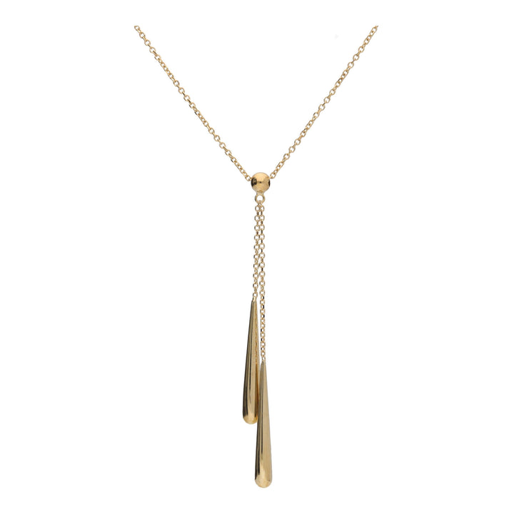 Polished Bead 9ct Yellow Gold Drop Necklace