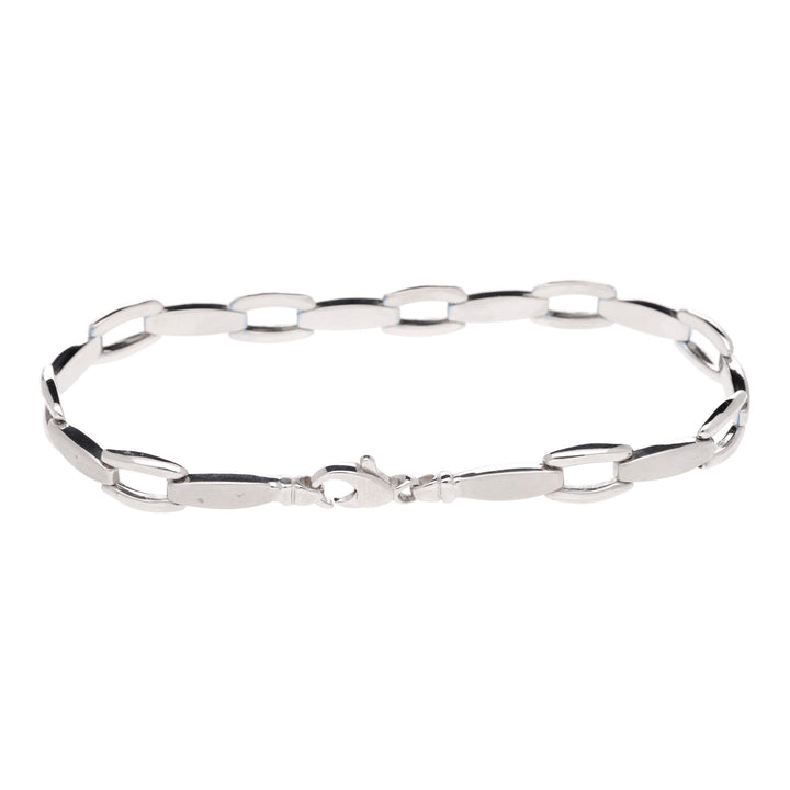 Satin and Polished 9ct White Gold Open Link Bracelet