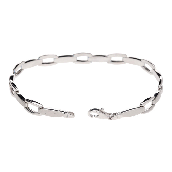Satin and Polished 9ct White Gold Open Link Bracelet