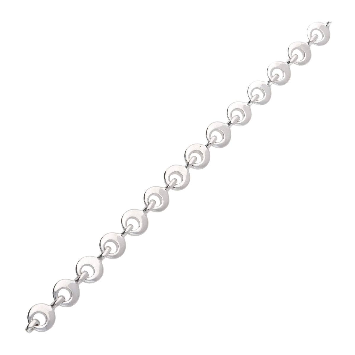 Round Link 9ct White Gold Bracelet - Michael Jones Jeweller