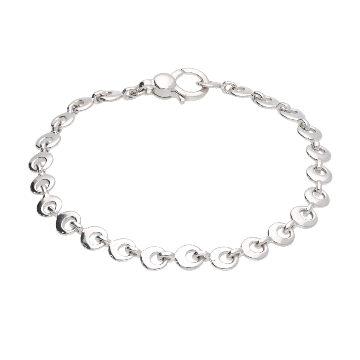 Round Link 9ct White Gold Bracelet - Michael Jones Jeweller