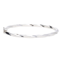 Polished Oval Twist 9ct White Gold Bangle - Michael Jones Jeweller