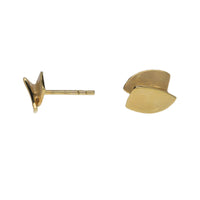 Brushed Double Shield 9ct Yellow Gold Stud Earrings - Michael Jones Jeweller