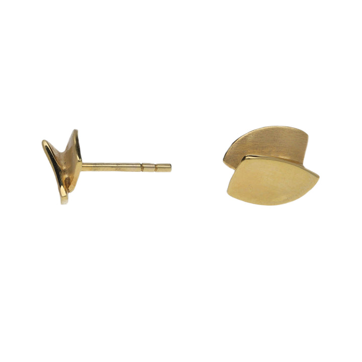 Brushed Double Shield 9ct Yellow Gold Stud Earrings - Michael Jones Jeweller