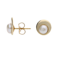 Freshwater Pearl Polished 9ct Yellow Gold Stud Earrings