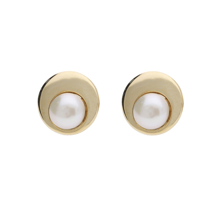 Freshwater Pearl Polished 9ct Yellow Gold Stud Earrings - Michael Jones Jeweller