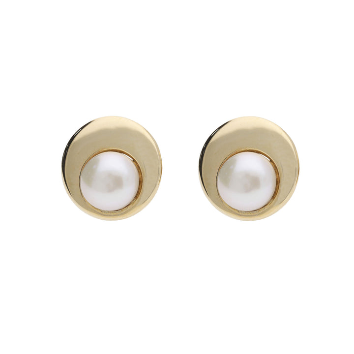 Freshwater Pearl Polished 9ct Yellow Gold Stud Earrings