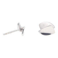 Layered Sheild Shape 9ct White Gold Stud Earrings - Michael Jones Jeweller