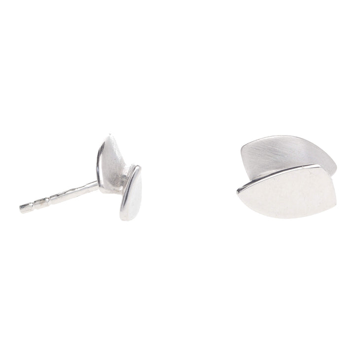 Layered Shield Shape 18ct White Gold Stud Earrings - Michael Jones Jeweller