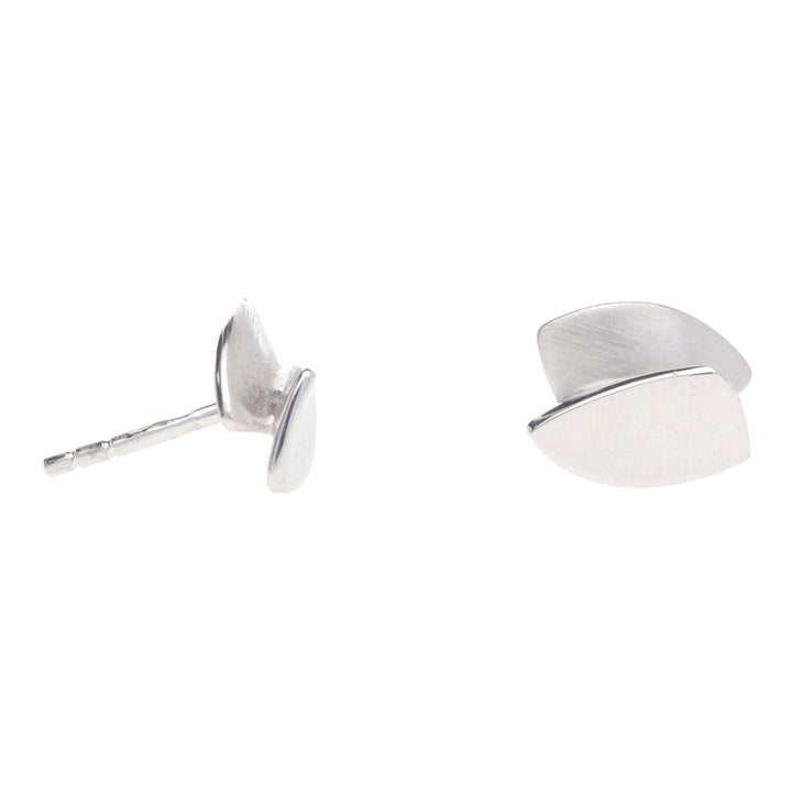 Layered Shield Shape 18ct White Gold Stud Earrings